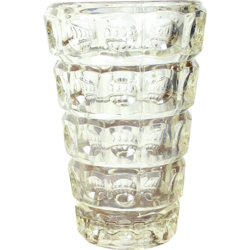 Vintage clear glass vase by Frantisek Peceny for Hermanova Hut, Czechoslovakia 1963