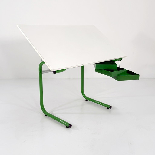   Green Drafting Table/Desk By Joe Colombo For Bieffeplast, 1970S