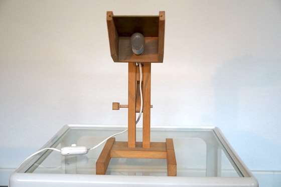 Image 1 of Adjustable Architect table lamp made of wood & brass, 1970s