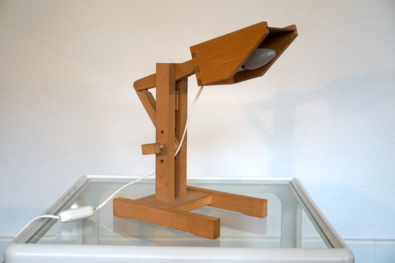 Image 1 of Adjustable Architect table lamp made of wood & brass, 1970s