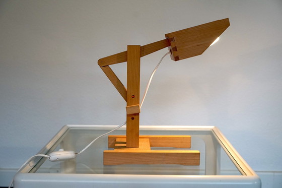 Image 1 of Adjustable Architect table lamp made of wood & brass, 1970s