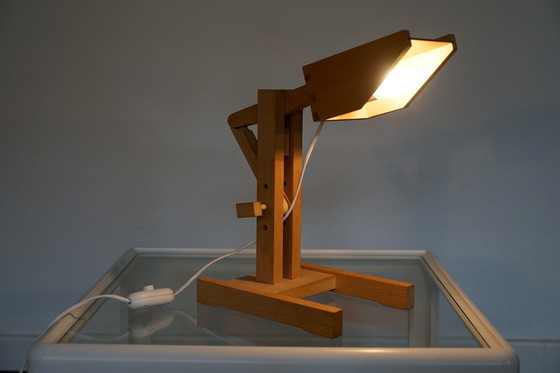 Image 1 of Adjustable Architect table lamp made of wood & brass, 1970s