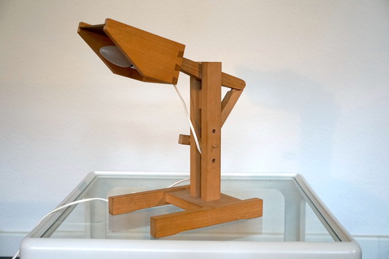 Image 1 of Adjustable Architect table lamp made of wood & brass, 1970s