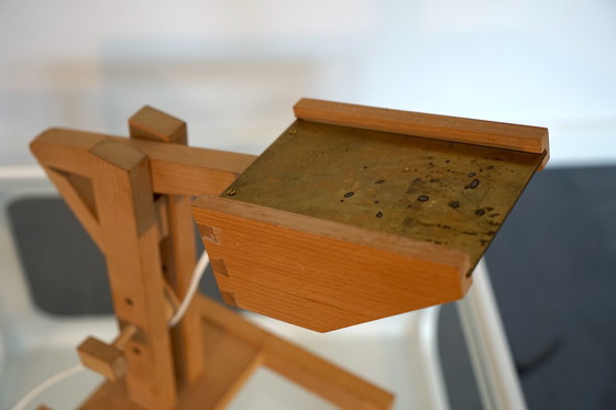 Image 1 of Adjustable Architect table lamp made of wood & brass, 1970s