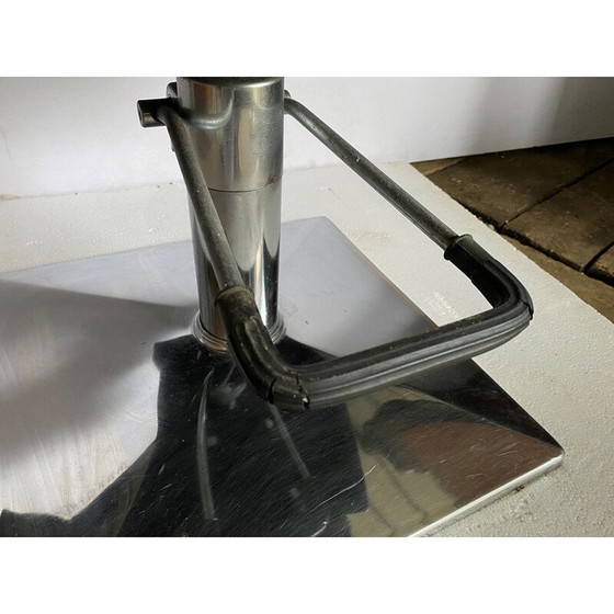 Image 1 of Vintage hairdressing chairs in metal and black skai imitation leather