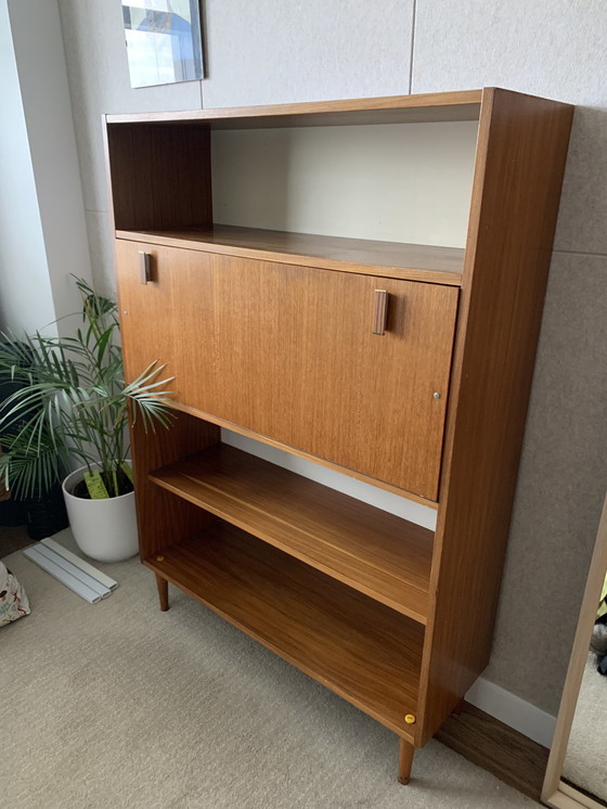 Image 1 of Mid - Century Modern Teak Bookcase High Board Flap Afrormosia