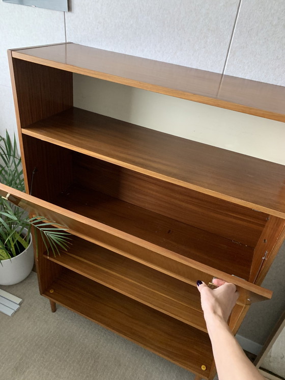 Image 1 of Mid - Century Modern Teak Bookcase High Board Flap Afrormosia