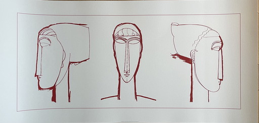 A. Modigliani  (1884-1920), Tetes (Red), Published by ACTE, Printed in Italy