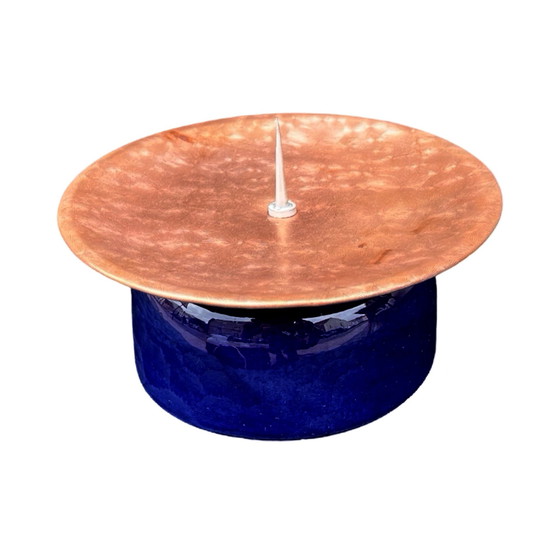 Image 1 of Copper And Ceramic Candlestick In Modern Style, Germany, 1970S.