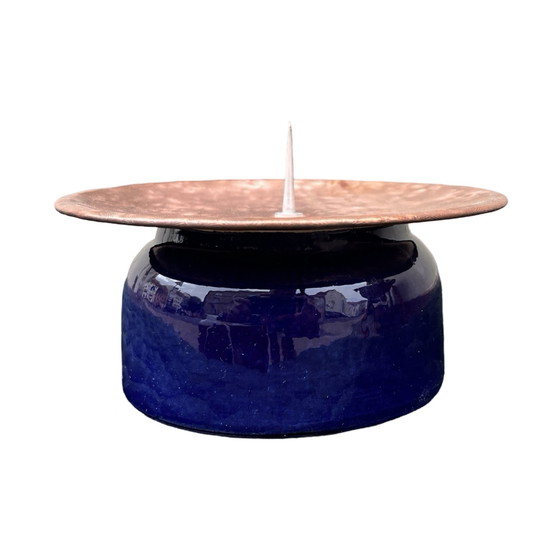 Image 1 of Copper And Ceramic Candlestick In Modern Style, Germany, 1970S.