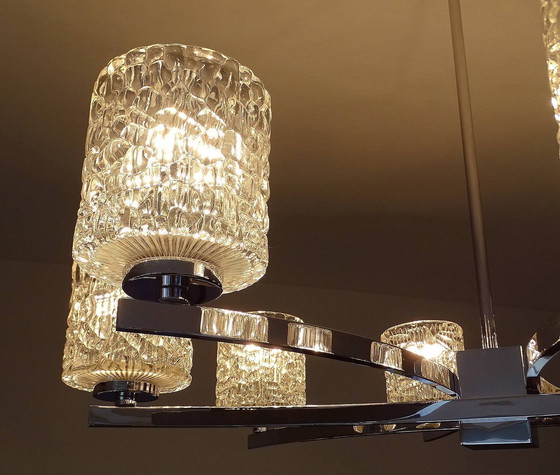 Image 1 of Very Large Vintage Kaiser Glass Pendant Lamp