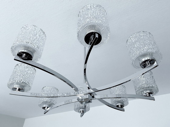 Image 1 of Very Large Vintage Kaiser Glass Pendant Lamp