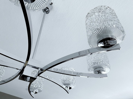 Image 1 of Very Large Vintage Kaiser Glass Pendant Lamp