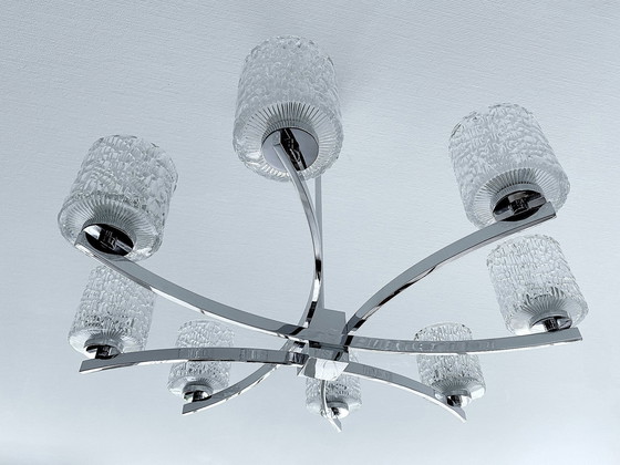 Image 1 of Very Large Vintage Kaiser Glass Pendant Lamp