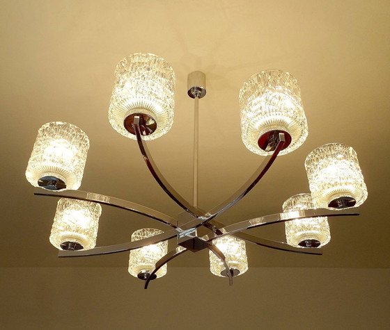 Image 1 of Very Large Vintage Kaiser Glass Pendant Lamp