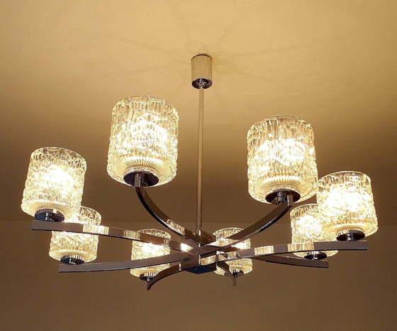 Image 1 of Very Large Vintage Kaiser Glass Pendant Lamp