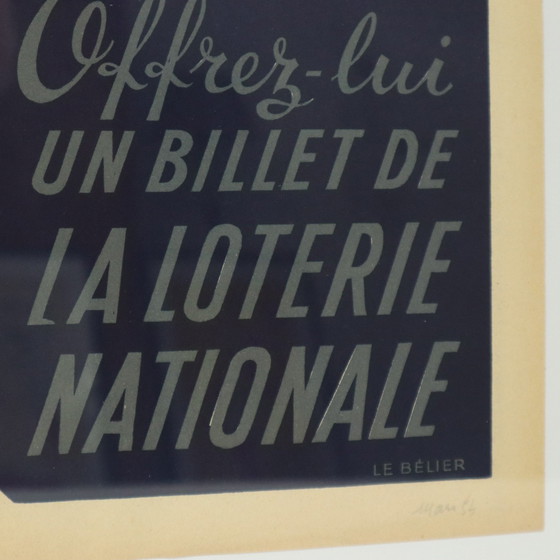 Image 1 of Framed Advertising Poster Loterie Fifties M. Pineau