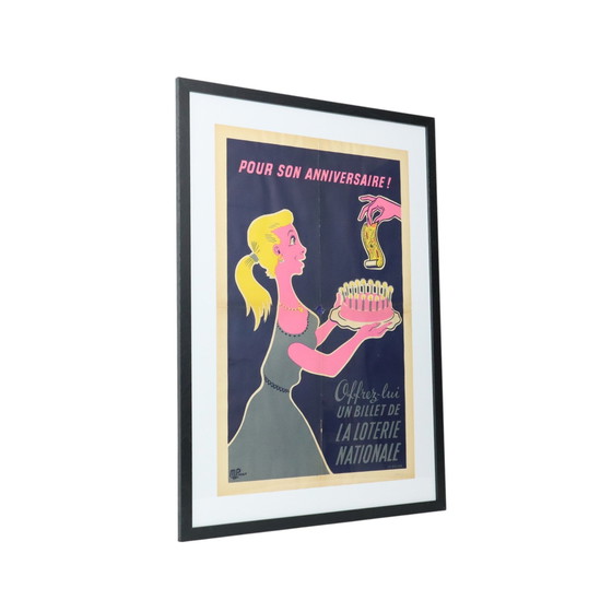 Image 1 of Framed Advertising Poster Loterie Fifties M. Pineau