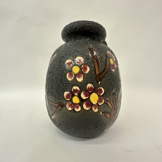 Image 1 of Mid-century design ceramic Scheurich vase with blossom , 1970’s