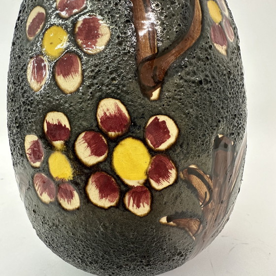 Image 1 of Mid-century design ceramic Scheurich vase with blossom , 1970’s