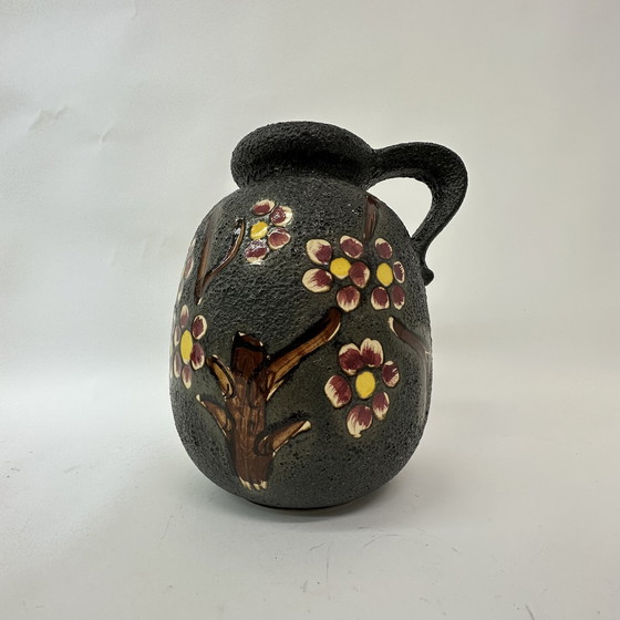 Image 1 of Mid-century design ceramic Scheurich vase with blossom , 1970’s