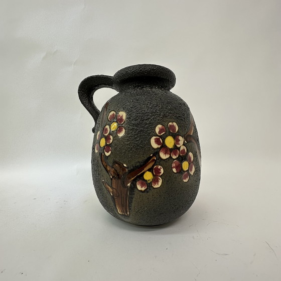 Image 1 of Mid-century design ceramic Scheurich vase with blossom , 1970’s