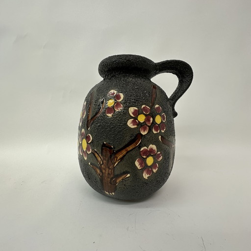 Mid-century design ceramic Scheurich vase with blossom , 1970’s