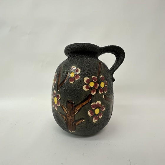 Image 1 of Mid-century design ceramic Scheurich vase with blossom , 1970’s