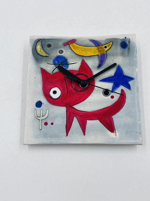 Joan Miro Style Ceramic Clock