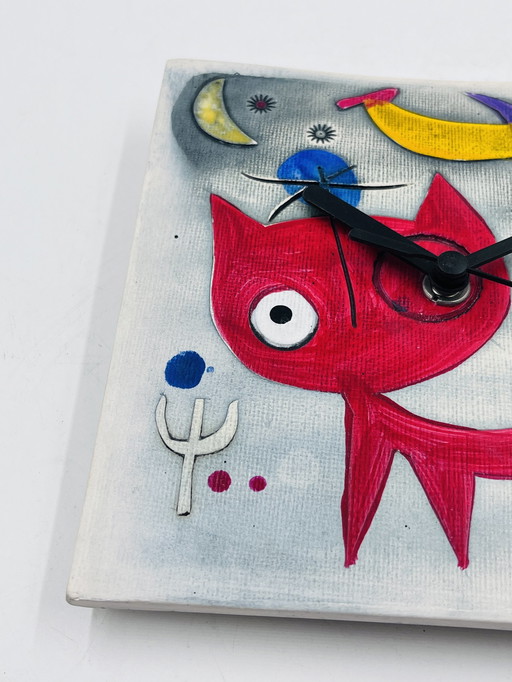 Joan Miro Style Ceramic Clock