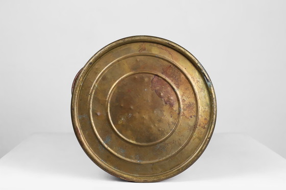 Image 1 of Copper Umbrella Stand With Hammered Relief Of A Religious Scene, France Ca. 1900