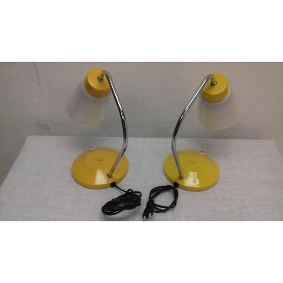 Image 1 of Pair of vintage metal and glass table lamps by Lidokov Boskovice, Czechoslovakia 1960