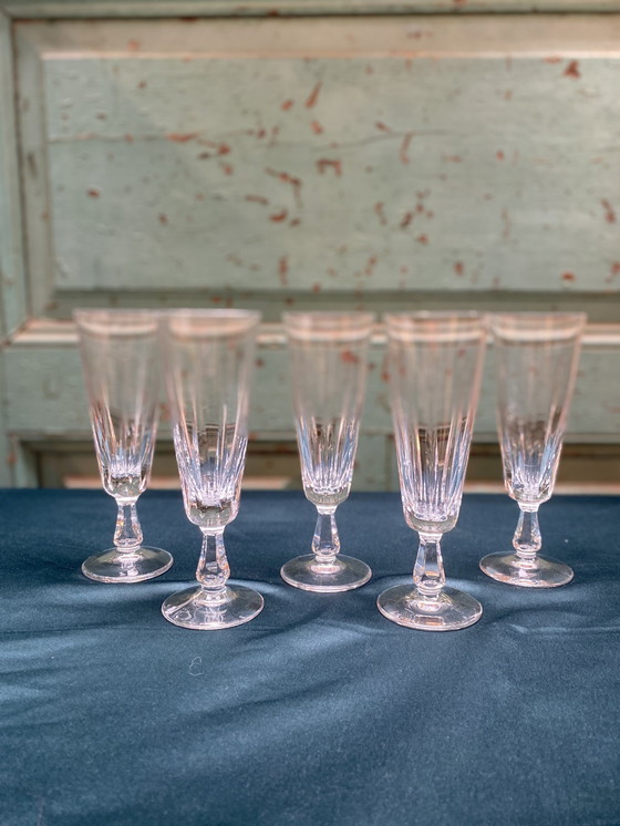 Image 1 of Set Of 5X Royal Leerdam Crystal Flûtes