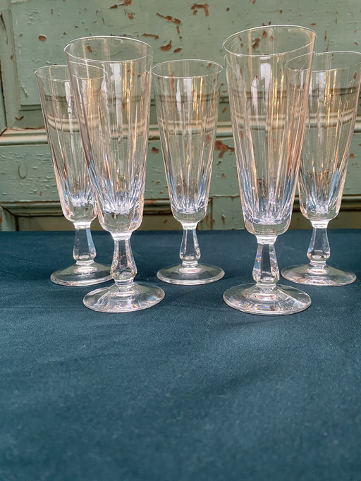 Set Of 5X Royal Leerdam Crystal Flûtes