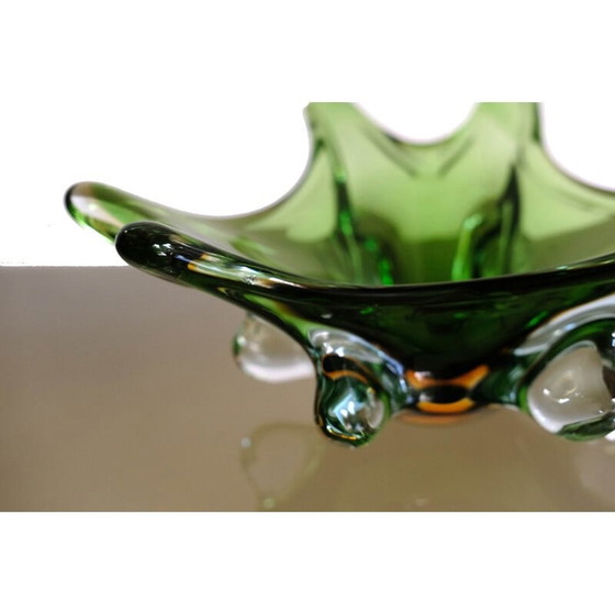 Image 1 of Vaso vintage italiano in vetro di Murano verde di Murano Glass, anni '60