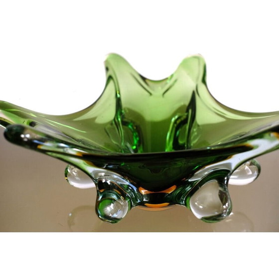 Image 1 of Vaso vintage italiano in vetro di Murano verde di Murano Glass, anni '60