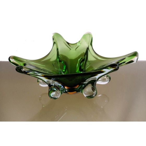 Image 1 of Vaso vintage italiano in vetro di Murano verde di Murano Glass, anni '60