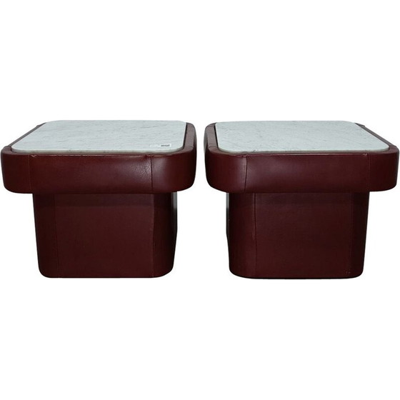 Image 1 of Pair of vintage white Carrara marble side tables by De Sede, Switzerland 1970