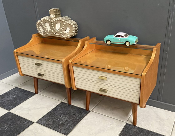 Image 1 of Set Of 2 Night Stand Cabinets 1960S