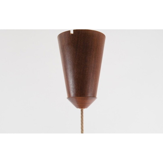 Image 1 of Vintage teak and jute pendant lamp for Temde Swiss, Switzerland 1960