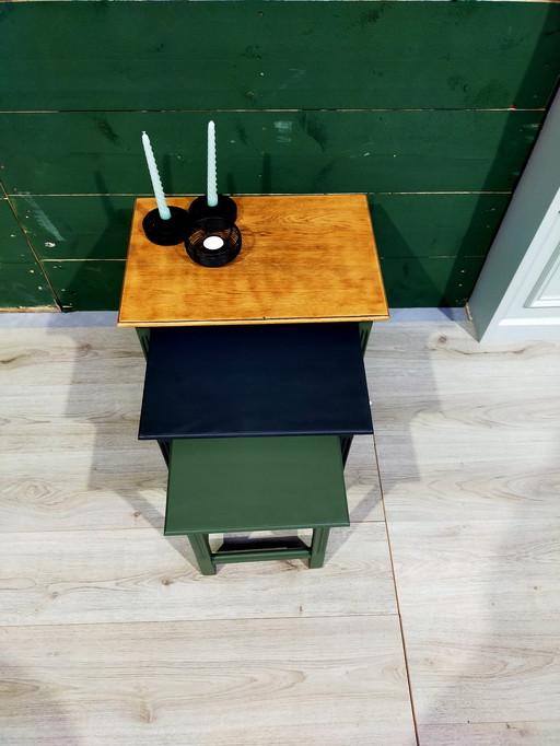 Set of Tables, Green/Black/Wood