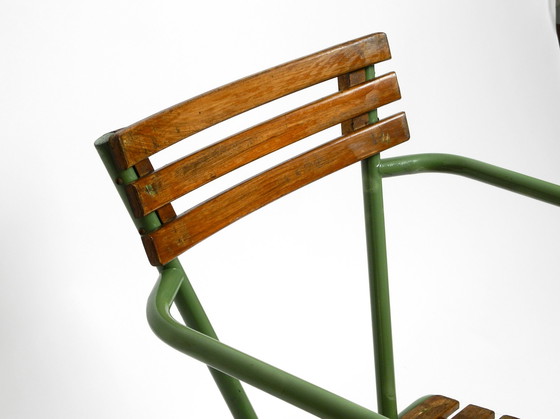 Image 1 of Four stackable Mid - Century bistro chairs made of metal and wood - Made in Italy