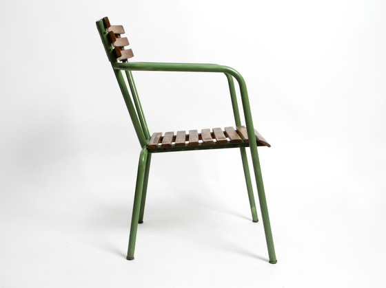 Image 1 of Four stackable Mid - Century bistro chairs made of metal and wood - Made in Italy