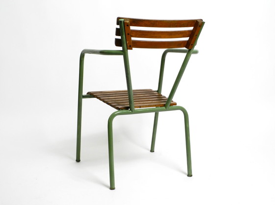 Image 1 of Four stackable Mid - Century bistro chairs made of metal and wood - Made in Italy