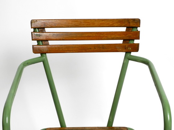 Image 1 of Four stackable Mid - Century bistro chairs made of metal and wood - Made in Italy