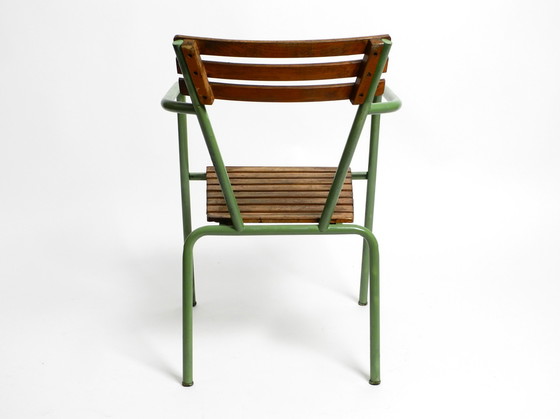 Image 1 of Four stackable Mid - Century bistro chairs made of metal and wood - Made in Italy