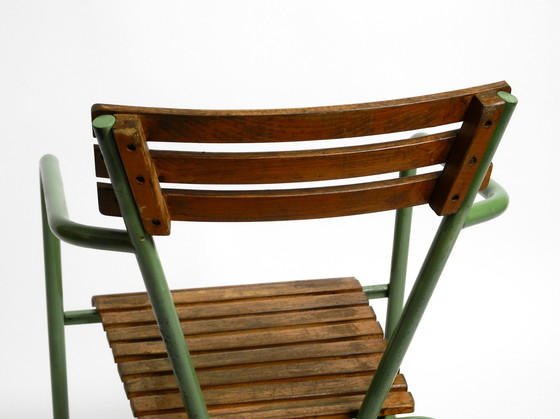 Image 1 of Four stackable Mid - Century bistro chairs made of metal and wood - Made in Italy