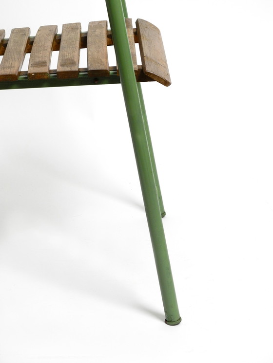 Image 1 of Four stackable Mid - Century bistro chairs made of metal and wood - Made in Italy