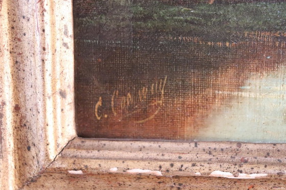 Image 1 of Dipinto ad olio su tela, XIX secolo, firmato