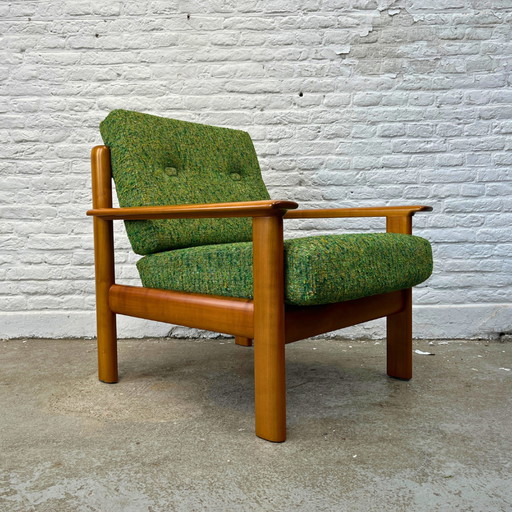 Fauteuil Wilhelm Knoll avec accoudoirs en bois - vert, marron | midcentury